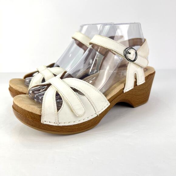 Dansko Season Full Grain White Leather Casual Comfort Women's Sandal 39 (8-8.5) - Picture 1 of 12